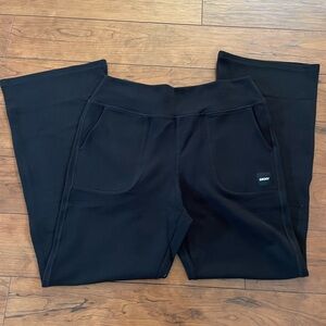 DKNY Women's Waffle Knit Flare Pant - Black - size XL